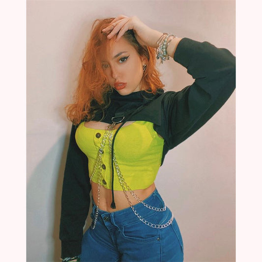 "RED/BLACK CHIC CHAIN LOOSE" SHORT HOODIES K102616REVIEW