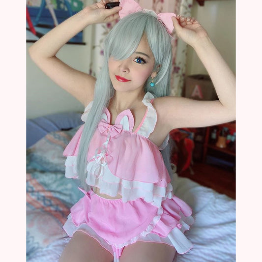 "BLACK/PINK CAT MAIDEN" LINGERIE SUIT K092403