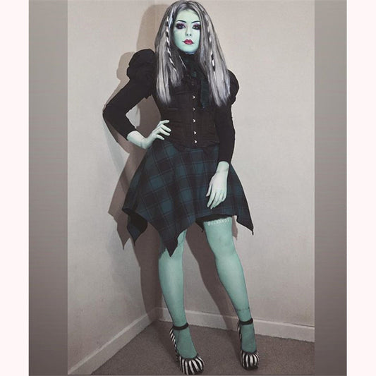 "GOTHIC WAIST PLAID IRREGULAR" DRESS K082106