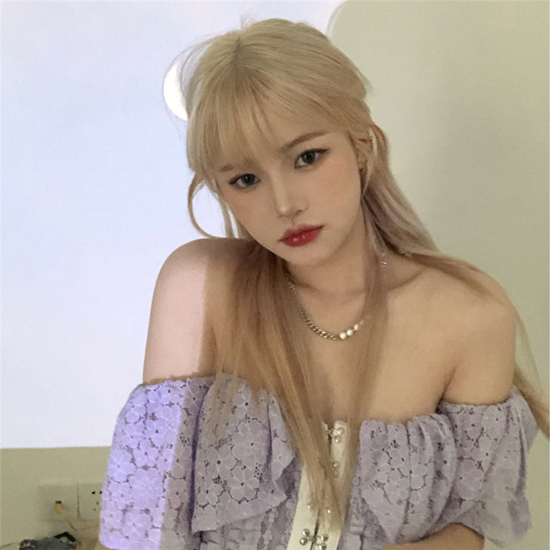 "THIN BANGS GOLDEN LONG STRAIGHT" WIG N032406