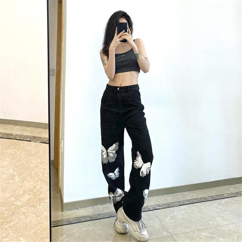 "BLACK BUTTERFLY PRINT" JEANS UB2360