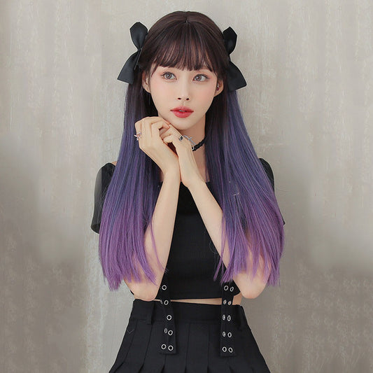 Blue Purple Gradient Long Straight Wig UB2579