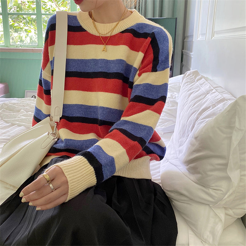 "COLOR BLOCK STRIPED" SWEATER N092901