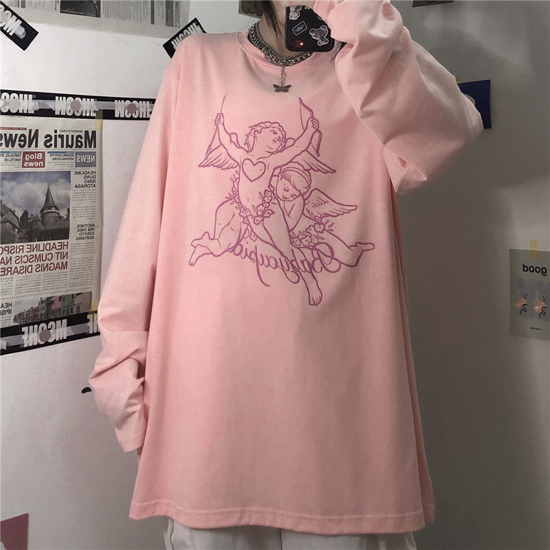 "ANGEL PRINT LONG SLEEVE" T-SHIRT N030305