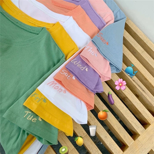 "WEEK EMBROIDERED CANDY "T-SHIRT N072903