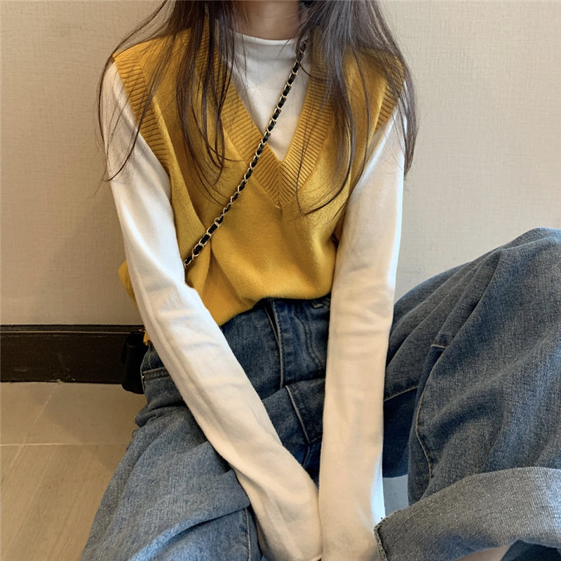 "6 COLORS "VEST + KNITTED SHIRT" TWO-PIECE SUIT N092306