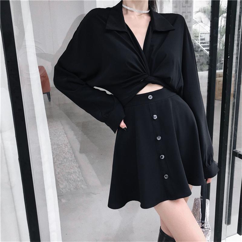 [@_chibikaty] "BLACK TWISTED SHIRT" DRESS N102807