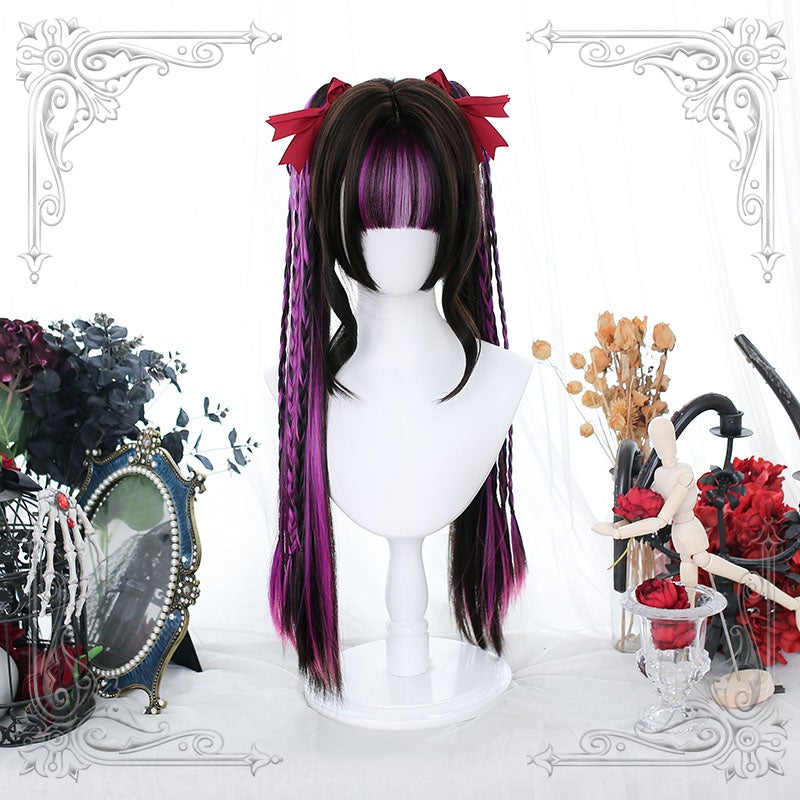 LOLITA BLACK PURPLE PONYTAIL STRAIGHT WIG UB2809