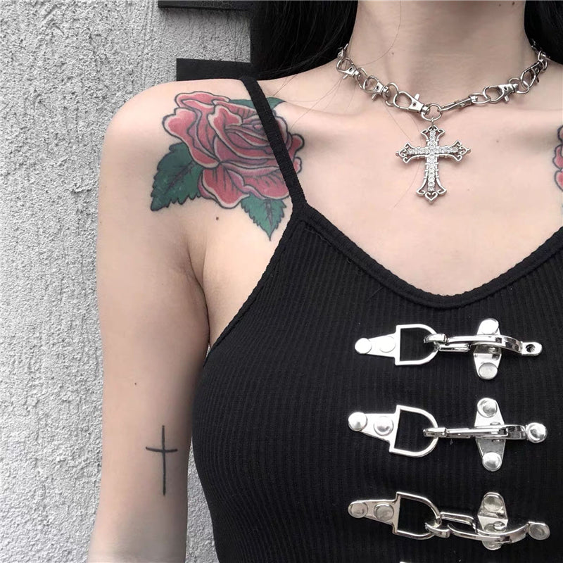 PUNK VINTAGE METAL CROSS NECKLACE UB2471