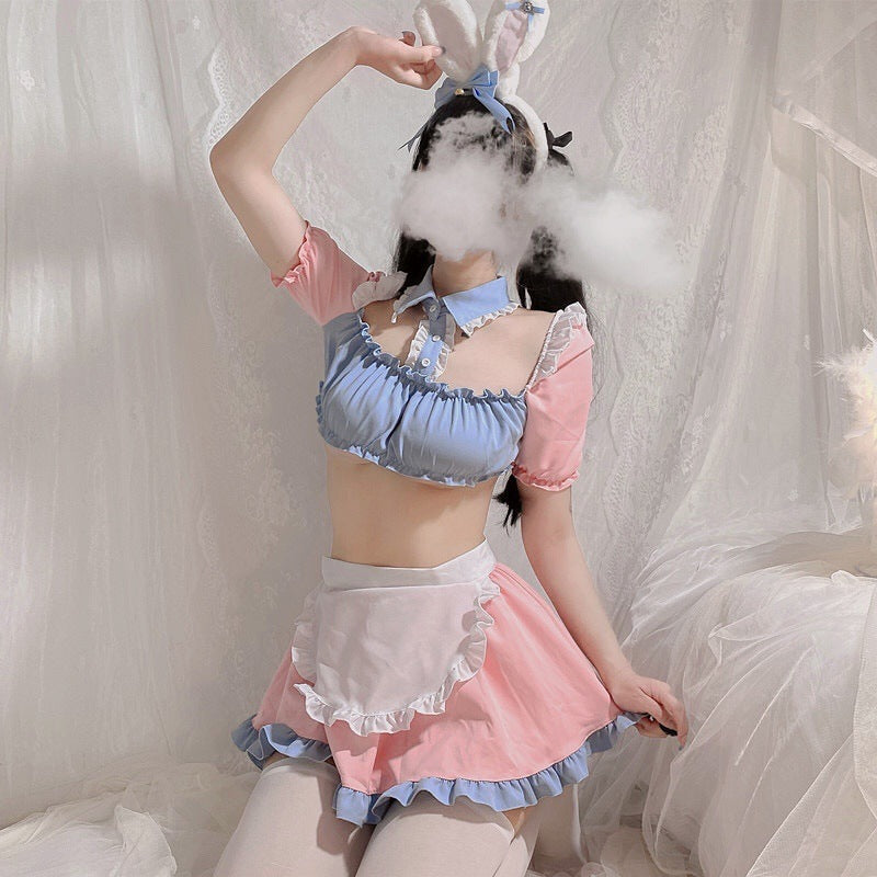 PINK BLUE CUTE BUNNY GIRL MAID OUTFIT UB2779