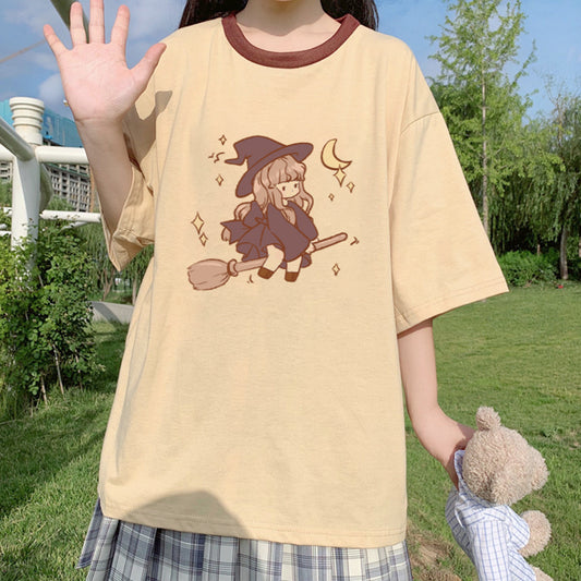"CUTE CARTOON MAGICAL GIRL PRINT" T-SHIRT N041302