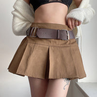 "RETRO PURE COLOR WITH BELT PLEATED" SKIRT UB2439