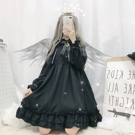 "BLACK CUTE MOON BOWKNOT" DRESS N050603