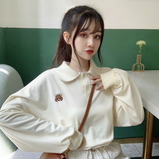 BEAR EMBROIDERED LONG SLEEVE SWEATSHIRT UB2824