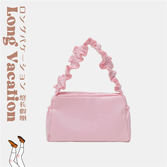 "PINK/WHITE/BLACK VELVET RUFFLED LACE" BAG UB2425