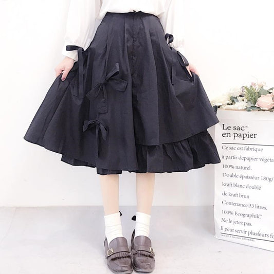 "BLACK CUTE BOW IRREGULAR" SKIRT N041201