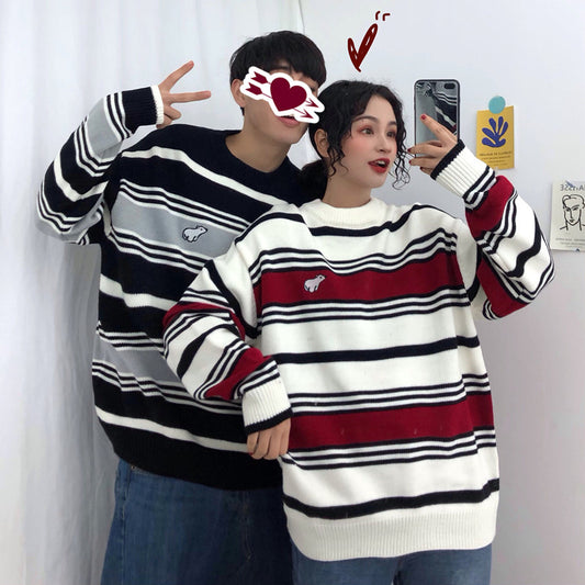 "EMBROIDERED STRIPED " SWEATER N121504