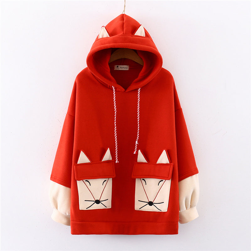 "LITTLE FOX EMBROIDERED" SWEATSHIRT HOODIE N092401