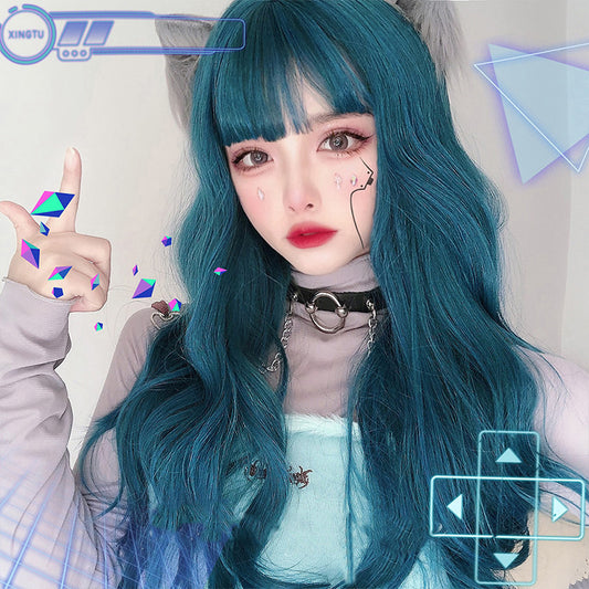 "LOLITA BLUE LONG STRAIGHT/CURLY" WIG N111802