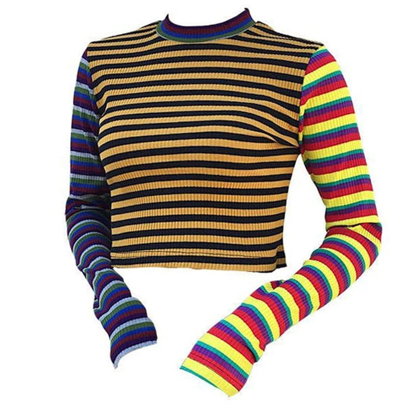[@hallucineon] "MIXED COLORS STRIPED KNIT" BASE SHIRT N072001
