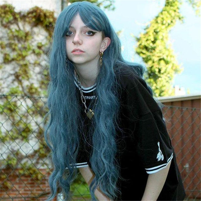 [@sleepinredroses] "LOLITA GRAY BLUE LONG CURLY" WIG N101310