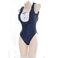 "BLACK/WHITE TAIL ONE-PIECE" SWIMSUIT N031504