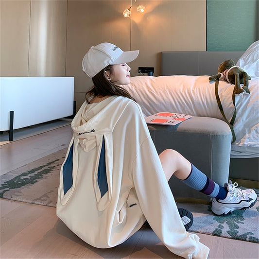 "SOMETIME" RABBIT EAR THIN HOODIE UB2650