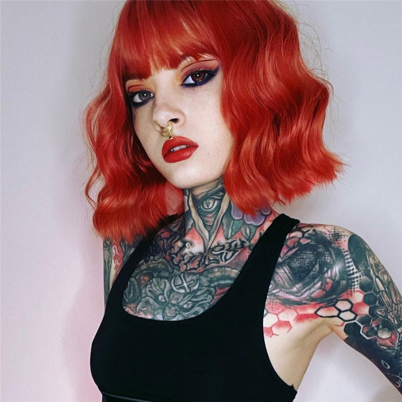 [@liloucianoofficial] Cancer | Orange Short Curly Wig UZ9124