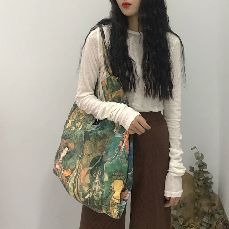 "GREEN BUDDHA PRINT CANVAS" BAG UB2429