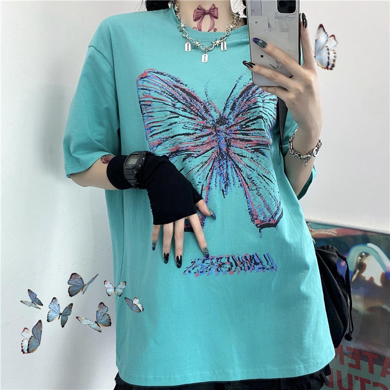 [@al.osgard] "BLUE BUTTERFLY PRINT" T-SHIRT UB2403
