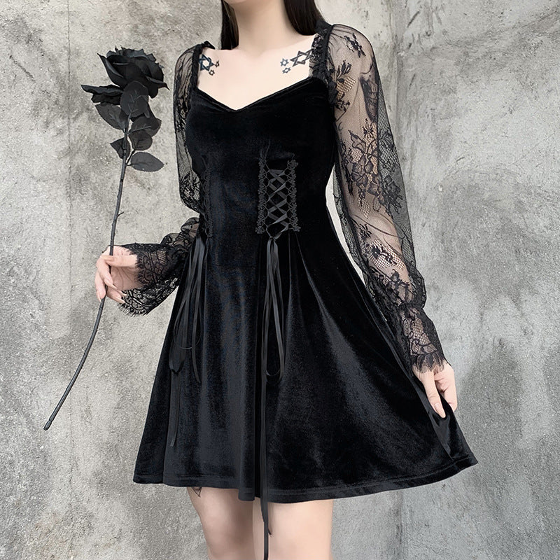 "LOLITA BLACK VELVET LACE" DRESS N042403