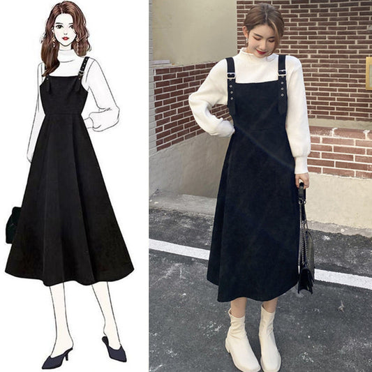 "WHITE SWEATER STRAP DRESS" OUTFIT N012701