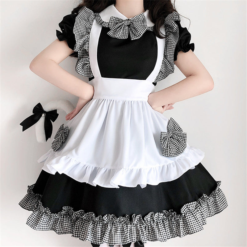 "CUTE PLAID LACE MAID" OUTFIT N010801