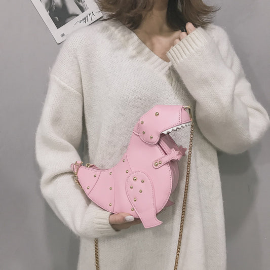 "PINK/WHITE/BLACK CUTE DINOSAUR RIVET" BAG UB2452