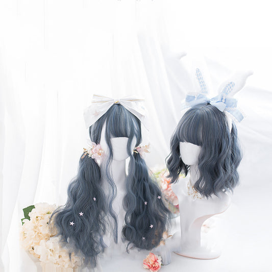 "LOLITA BLUE GRAY WAVY LONG CURLY" WIG N111801