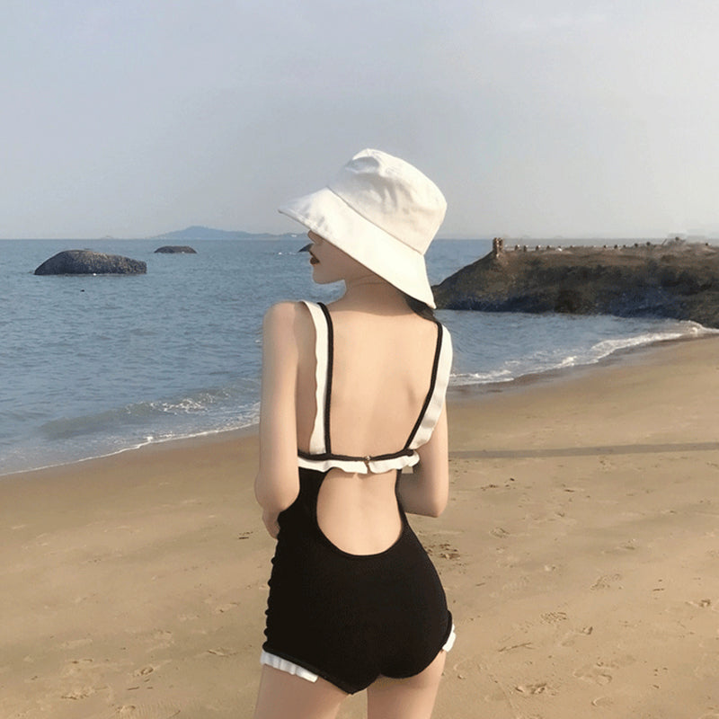 "RUFFLED BACKLESS ONE-PIECE" SWIMSUIT N052004