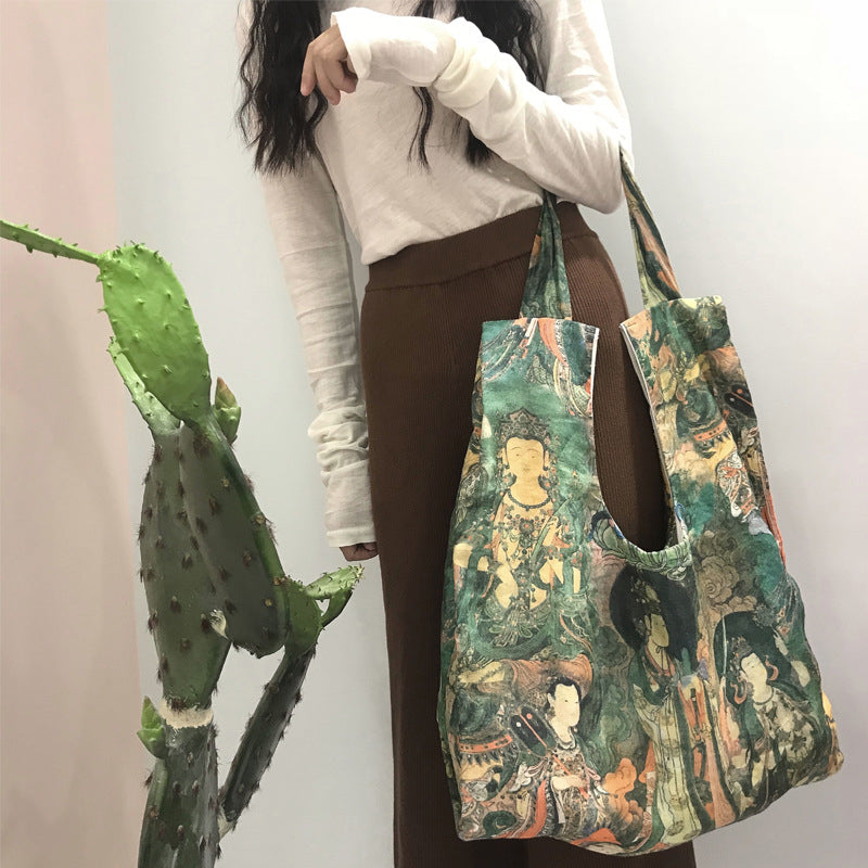 "GREEN BUDDHA PRINT CANVAS" BAG UB2429