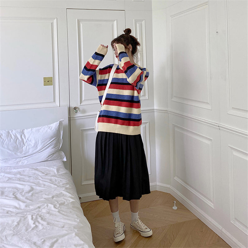 "COLOR BLOCK STRIPED" SWEATER N092901