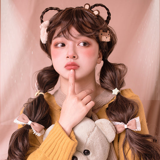 "BLACK/BROWN AIR BANGS LONG CURLY" WIG N012205