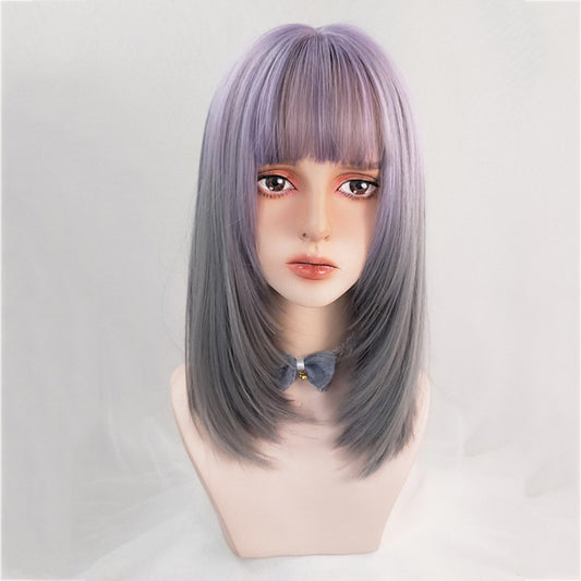 "PURPLE GRAY GRADIENT MID-LENGTH STRAIGHT" WIG N111307