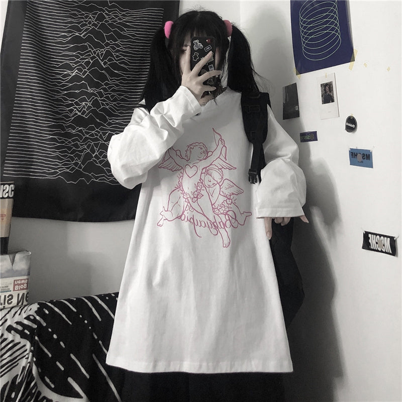 "ANGEL PRINT LONG SLEEVE" T-SHIRT N030305