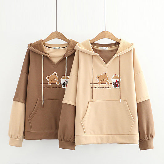 "CUTE BEAR EMBROIDERY" HOODIE N123008