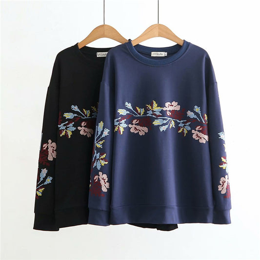 ‘’FLORAL EMBROIDERED PULLOVER" SWEATSHIRT N123004