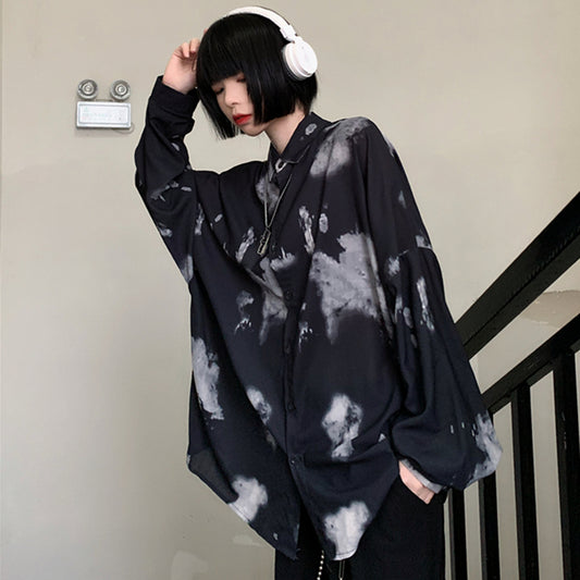 "DARK CLOUD PRINT LONG-SLEEVED" SHIRT N042606