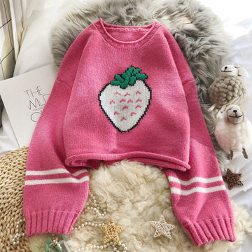 "CUTE STRAWBERRY PULLOVER" SWEATER N040603