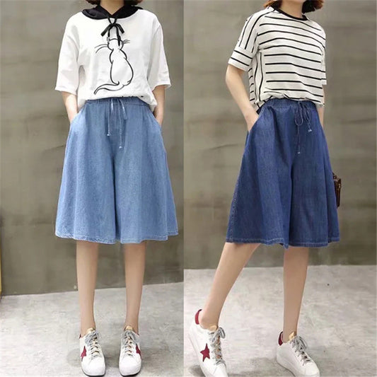 BLUE LITERARY TENCEL DENIM CASUAL PANTS UB2493