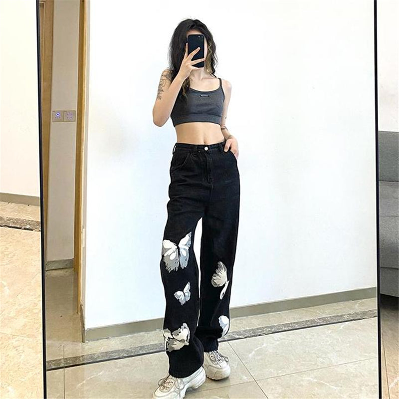 "BLACK BUTTERFLY PRINT" JEANS UB2360