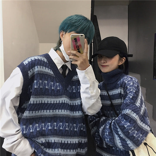 "BLUE GRAY STRIPED" VEST / SWEATER N121408