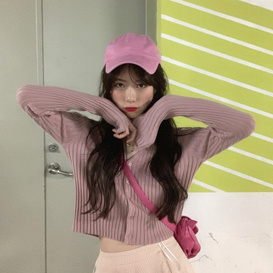 "SIX COLOR KNITTED CROP" CARDIGAN N110510