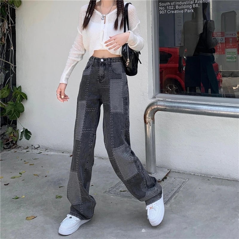 [@sleepinredroses] RETRO SMOKY GRAY CHECK JEANS UB2483
